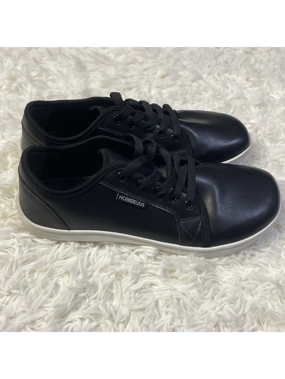 HOBIBEAR Minimalist Sneakers W 9.5 M 8.5 EU 41 Black Leather Wide Toe Shoes
